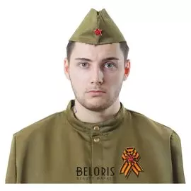 Набор военного: пилотка, брошь-бант, обхват головы 56 см