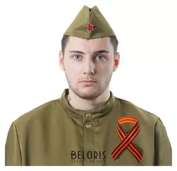 Набор военного: пилотка, георгиевская лента, 40 см, атлас, обхват головы 54-57 см