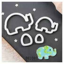 Набор выемок для марципана и теста "Слон", 4 шт: 8,5x6,5/6,5x4,6/3,5x3/2,5x2,5 см