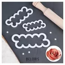 Набор выемок кондитерских для марципана и теста "Бутон", 3 шт, 16,5х7/13х5/10х4 см