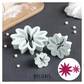 Набор выемок кондитерских для марципана и теста "Хризантема", 3 шт: D=6,5 см, 3,5 см, 2 см