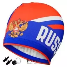 Набор взрослый Шапочка для плавания, беруши, зажим для носа и мешок Russia
