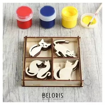 Набор заготовок для творчества «Котики», 4 вида, 12 шт, размер 4х4 см
