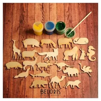 Набор заготовок для творчества «Животные», 21 шт, размер 6х6 см