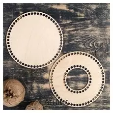 Набор заготовок для вязания корзины/копилки (2 в 1), фанера 3 мм, 25 см, вырез 10 см, D=10мм