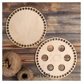 Набор заготовок для вязания "Пасхальная корзина для яиц" (2 в 1), фанера 3 мм, 20 см, D=10мм