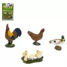 Набор животных «Петушок, курочка, цыплята и уточка»