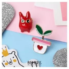 Набор значков "Мультики" зверюшка и растение