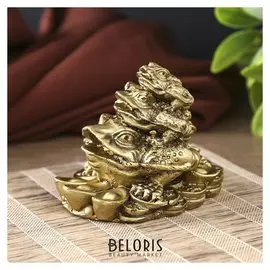 Нэцкэ полистоун под бронзу "Три жабы - пирамида" 7х8,8х6,3 см