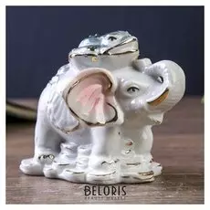 Нэцкэ "Слон с жабой на спине" 7,5х9,5х8 см