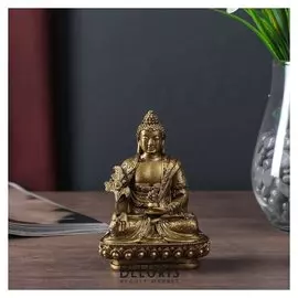 Нэцке полистоун бронза "Будда на лотосе" 12х8х6,5 см 496068