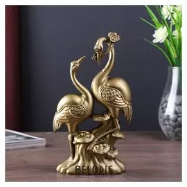 Нэцке полистоун бронза "Цапли с жезлом Жуи" 21х12х5 см