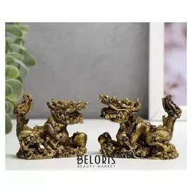 Нэцке полистоун бронза "Китайский дракон" набор 2 шт 4,7х6х3 см