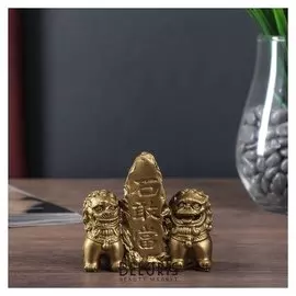 Нэцке полистоун бронза "Пияо у скалы" 8х8,5х4 см