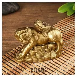 Нэцке полистоун "Денежная жаба на тигре" под бронзу 7,2х6,2х9,5 см