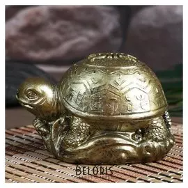 Нэцке полистоун под бронзу "Черепаха с узорами на панцире" 6х6х9 см