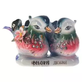 Нэцке "Уточки-мандаринки - большой любви" зеленый