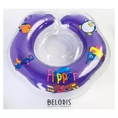 Надувной круг на шею для купания малышей Flipper, с музыкой "Буль-буль водичка"