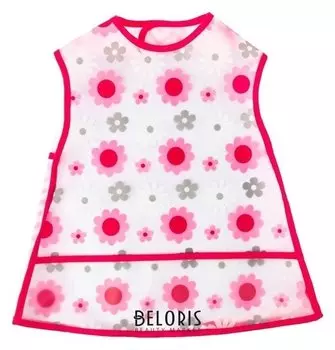 Нагрудник «Цветы», непромокаемый, на липучке, с карманом