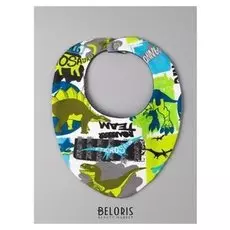 Нагрудник детский, цвет зелёный/динозавры