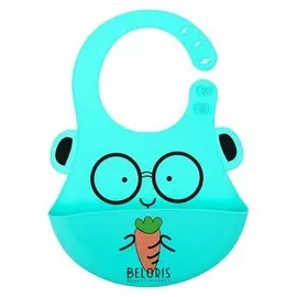 Нагрудник детский силиконовый «Зайчик», цвет голубой