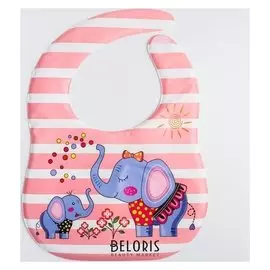 Нагрудник непромокаемый, мягкий на пороллоне "Слоники"