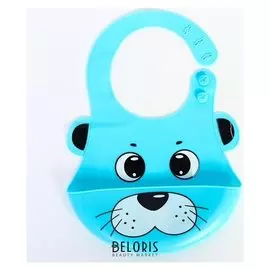 Нагрудник силиконовый "Морской кот", цвет голубой