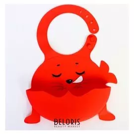 Нагрудник силиконовый "Морской котик", цвет красный