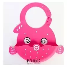 Нагрудник силиконовый "Рыбка", цвет розовый