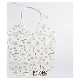 Нагрудник защитный 33х33 см., из клеенки с ПВХ покрытием, цвет белый с рисунком