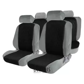 Накидки на сиденья, перед+зад, велюр, черный, набор 5 шт