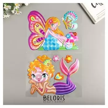 Наклейка бумага "Фея/русалка" 25х20 см