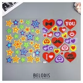 Наклейка бумага "Звёзды/сердца" 29,5х19,5 см