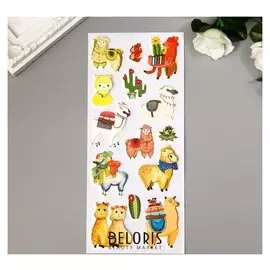 Наклейка картон объёмная "Ламы" 28х10,5 см