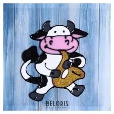 Наклейка на стекло "Коровка музыкальная" 11,5х16 см