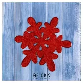 Наклейка на стекло "Снежинка красная" блеск 15х15,5 см