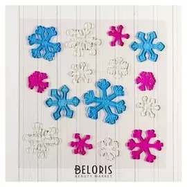 Наклейка на стекло "Снежинки угловатые" (Набор 15 шт) 24х24 см