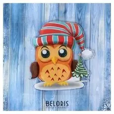 Наклейка на стекло "Совушка в колпаке" 16х17,5 см