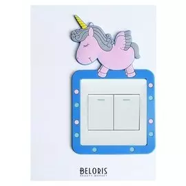 Наклейка на выключатель "Единорог" объемная, светится в темноте 8,6х8,6 см, 10,5х18 см