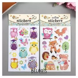 Наклейка пластик "Птички/зверюшки" 19х10 см