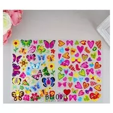 Наклейка пластик "Сердечки/бабочки" 30х19 см