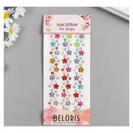 Наклейка пластик стразы "Нити с цветами" 19х8 см