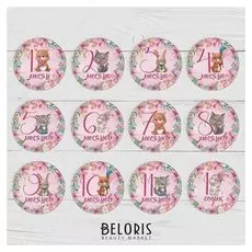 Наклейки для фотографирования "Мишка розовый", в пакете