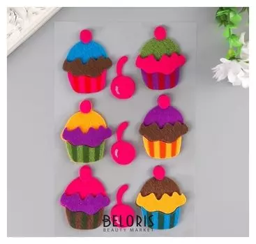 Наклейки из фетра "Пирожные" (Набор 9 шт)