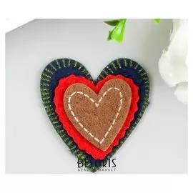 Наклейки из фетра "Сердечки" (Набор 12 шт)