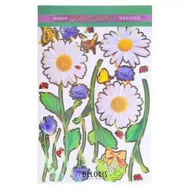 Наклейки с голографической фольгой "Ромашки" 36 х 50 см