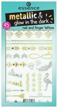 Наклейки-тату для ногтей и рук Metallic glow in the dark