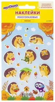 Наклейки зефирные "Ежики", многоразовые, 10х15 см