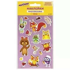 Наклейки зефирные "Лесные зверушки", многоразовые, 10х15 см