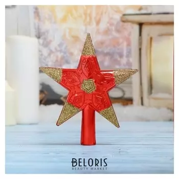 Наконечник "Звезда" золотая посыпка 12,5*14 см красная